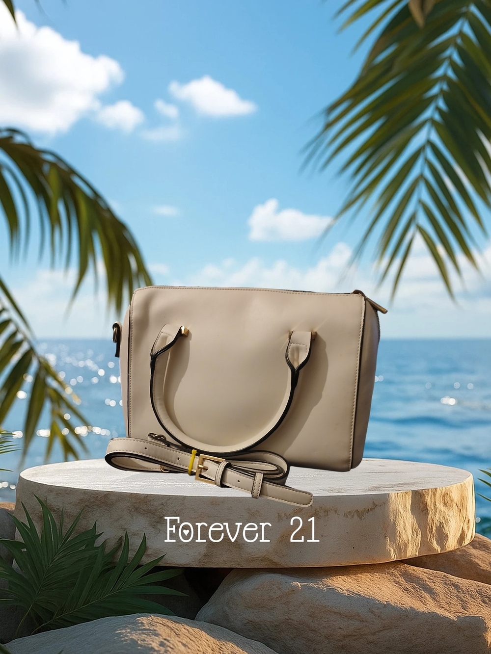 Forever 21 White Convertible Crossbody Satchel